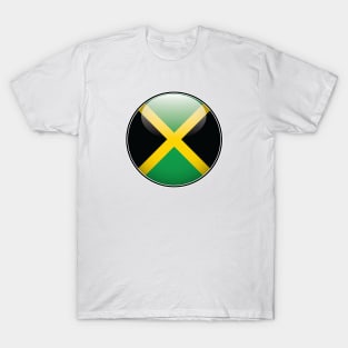 Jamaican National Flag Glossy Button T-Shirt